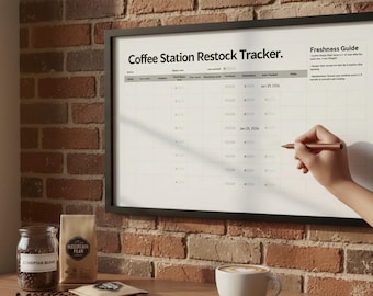 Rejestr uzupełniania zapasów w stacji kawowej | Minimalistyczny dziennik inwentaryzacji baristy (dziennik PDF)