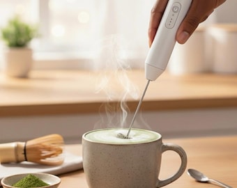 Elektryczna trzepaczka do matchy w kuchni: akumulatorowa ręczna spieniacz do mleka | Prezent na Dzień Matki