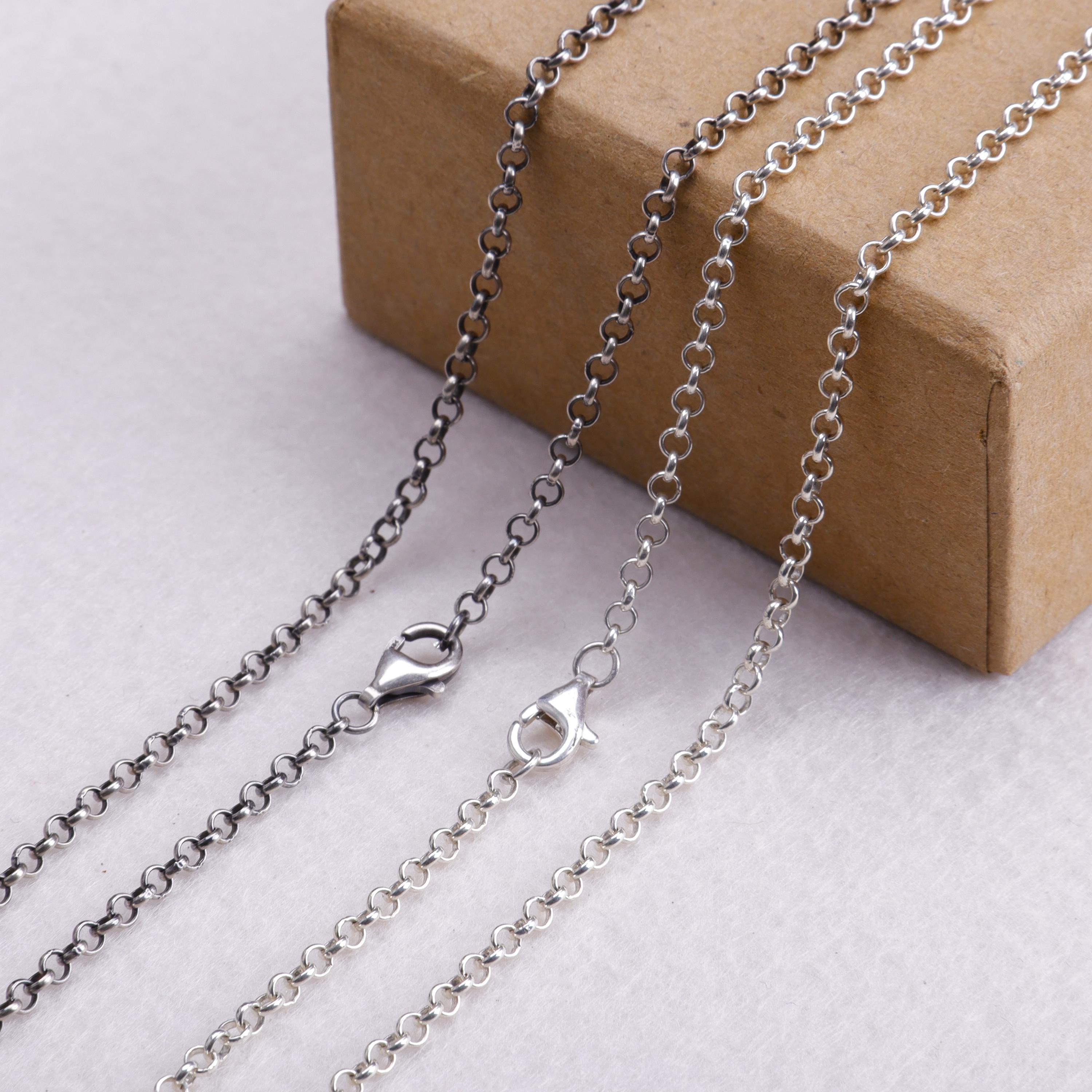 925 Sterling silver Rolo Chain Necklace-2.5mm Oval Round Chains for…
