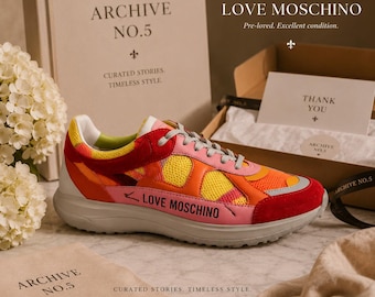 Love Moschino Rainbow Chunky Sneakers | Colorblock Designer Trainers | Women's Luxury Fashion Sneakers | EU 40 | Pristine