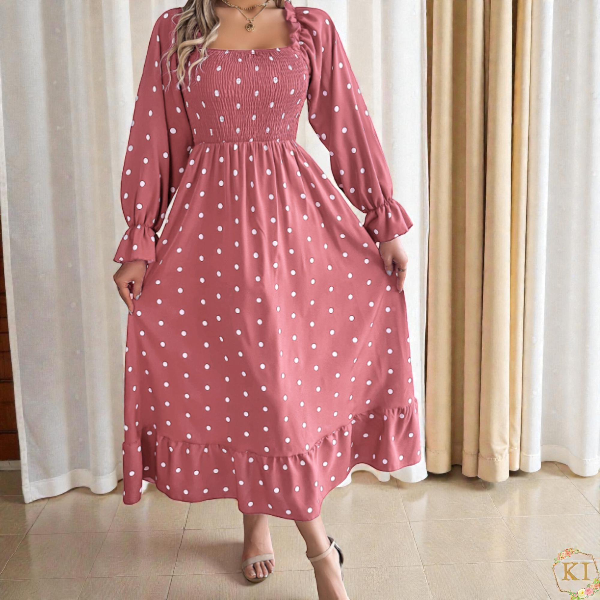 Polka Dot Maxi Chiffon Dress - Etsy