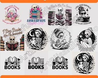 Book Quotes PNG Bundle | Floral Bookish Designs (Digital Download)