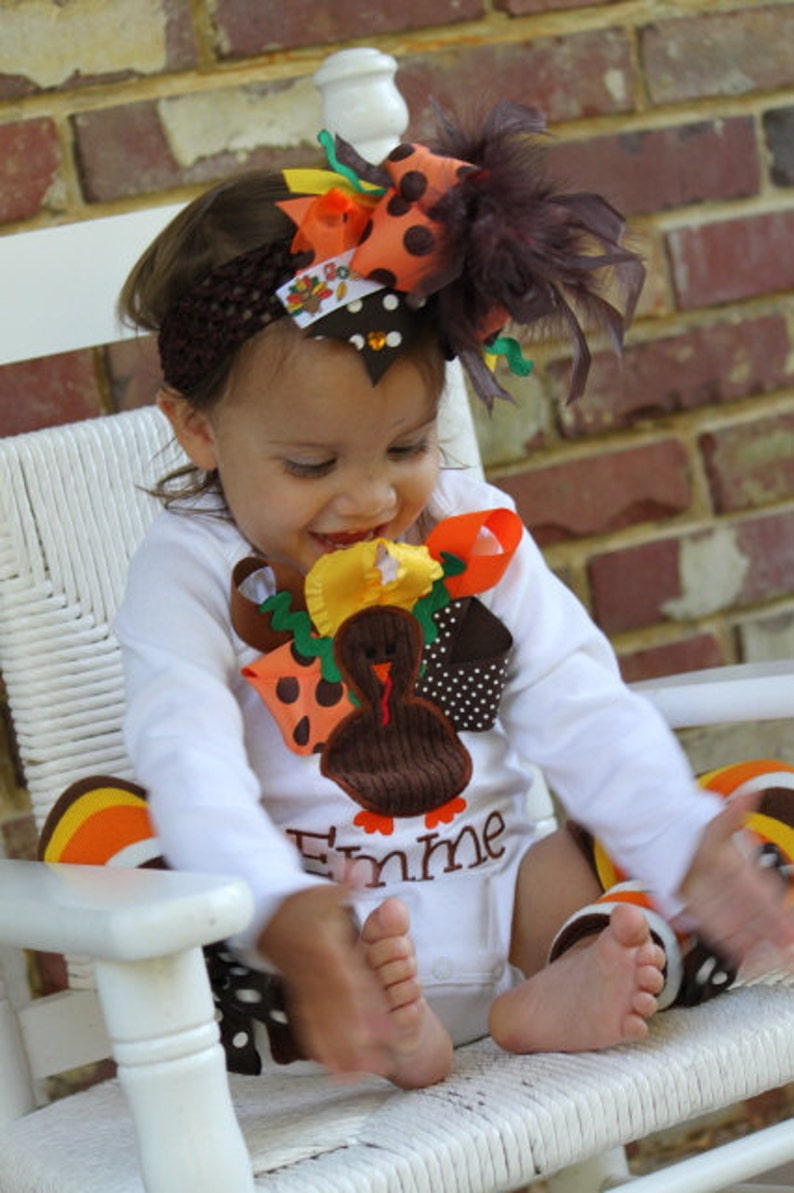 Baby Girl Thanksgiving Outfit Pretty Little Turkey | Etsy
