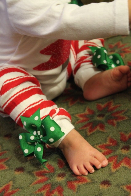 Christmas Bow Leg Warmers Bows for Her Toes candy cane | Etsy