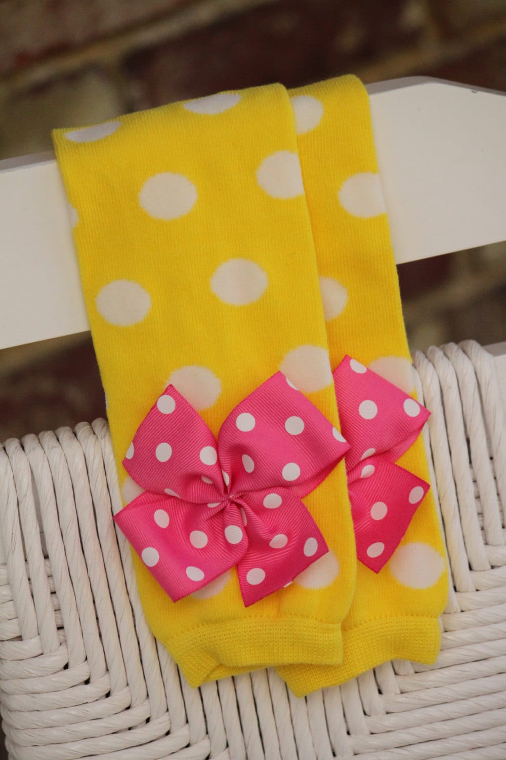 Baby Girl Leg Warmers yellow polka dot bow leg warmers Etsy