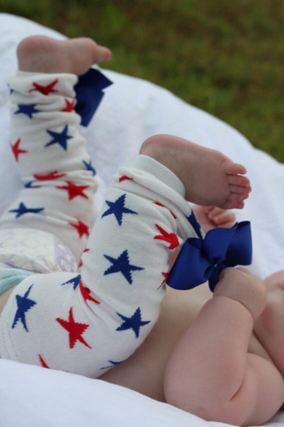 Items similar to Baby Girl Leg Warmers Bow Leg Warmers July 4th