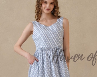Block Print Cotton Midi Dress | Sleeveless Boho Summer Dress, Indian Artisan Made
