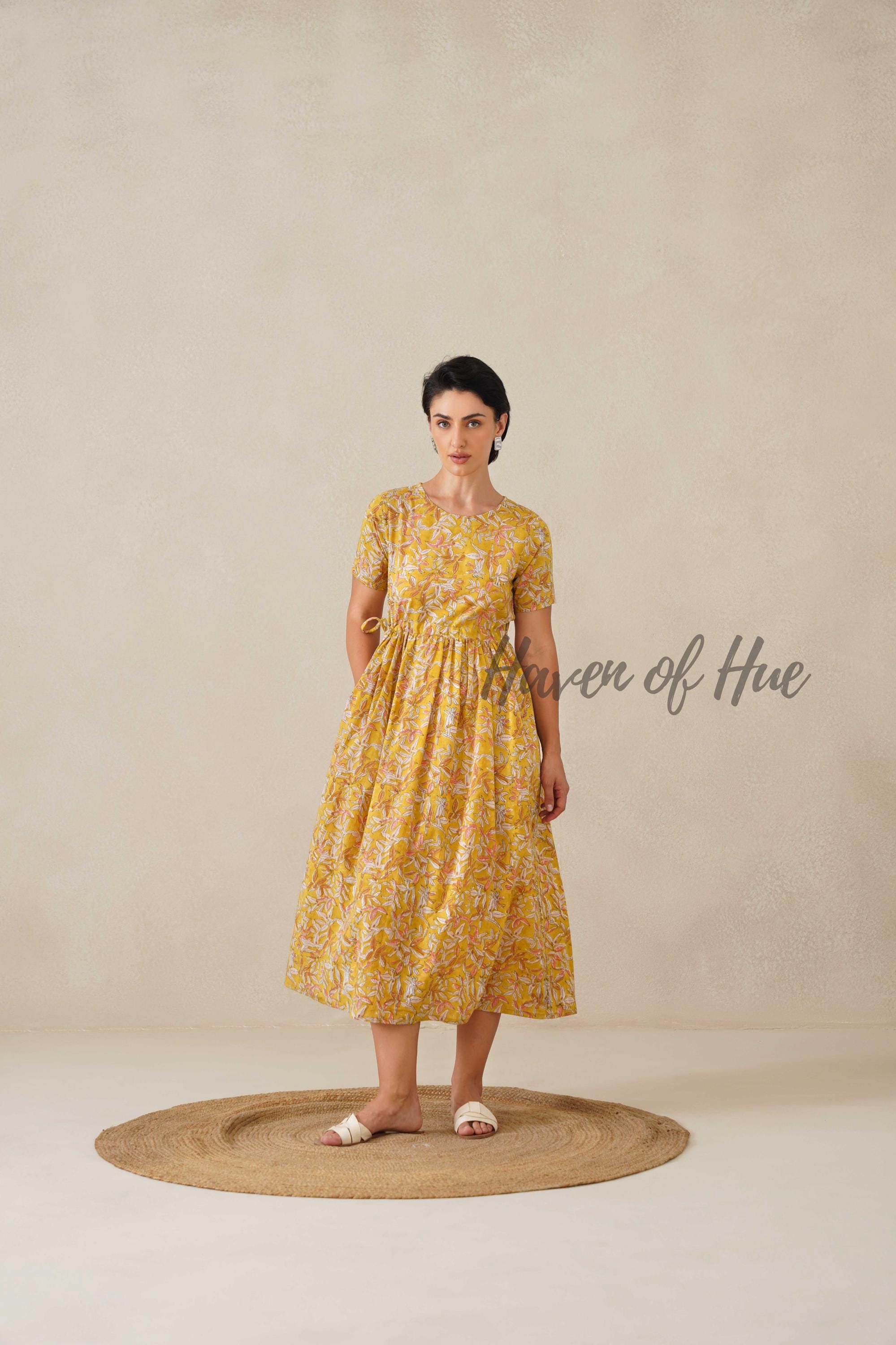 white christmas dresses DYED COTTON SILK VOILE WAVY TUCK A-LINE DRESS
