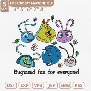 Heimlich Flik Hopper Face Machine Embroidery File, Disney Pixar A Bug's Life (Instant Download)