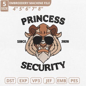 Archivo de bordado a máquina de seguridad de princesas, papá Disney (descarga instantánea)