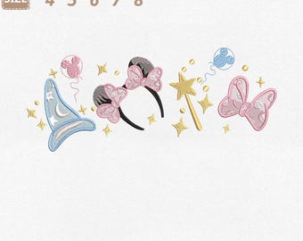 Kokette Schleife Minnie Fantasia Maschinenstickdatei, Disney Sorcerer Magic Kingdom (Instant Download)