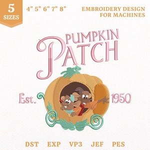 Halloween Mouse Pumpkin Patch Embroidery File, Disney Gus Gus And Jar (Instant Download)