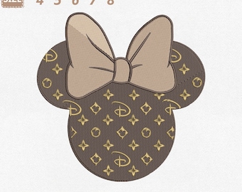 高級ミニーマウスヘッド刺繍ファイル、ディズニーバケーション（即時ダウンロード）