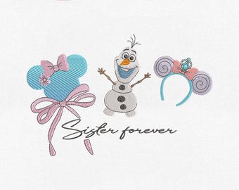 Archivo de bordado a máquina de lazo de muñeco de nieve de Olaf de Frozen, Princesas Disney (descarga instantánea)