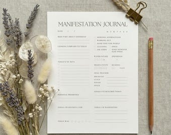Manifestation Journal A5 – Daily Planner, Selfcare, Gratitude & Mindset Notepad, Productivity Pad, Daily Routine Tracker