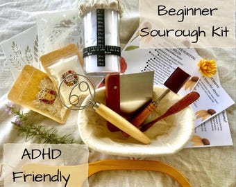 Kit de iniciación para masa madre: «Hilda» (mayores de 20 años), kit para principiantes en panadería / Regalo divertido y personalizado