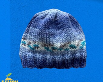 Gorro azul de punto hecho a mano para bebé de 6 a 12 meses