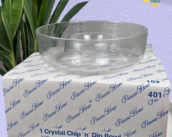 Bol para patatas fritas y salsas Princess House Heritage Crystal n.° 401, vidrio grabado, 28 cm, nuevo en caja.