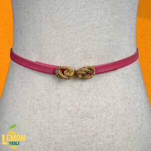 Old Money Coquette Barbiecore VTG Mimi di N Pink Belt Gold Rope Buckle Signed XS Mimi Di N Buckles - Etsy main image 4