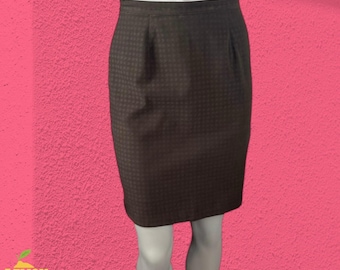 Vintage Petite Sophisticate Brown Houndstooth Pencil Skirt Size 4P Dark Academia