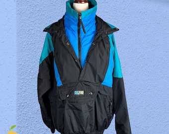 Vintage Sub Zero Unisex L Colorblock Pullover Ski Jacket Hood Multiple Pockets