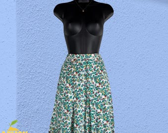 Falda midi Talbots con estampado floral vintage de los 90, estilo cottagecore, ideal para fiestas de primavera en el jardín. Talla XS para mujer.