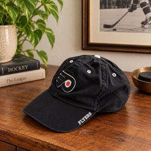 Casquette de baseball vintage Philadelphia Flyers NHL noire vieillie, ajustable