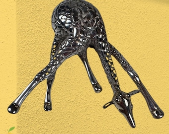 Vintage Giraffe Brosche, texturierte Silber Ton Tier Pin