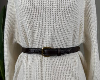 Vintage 90s Equestrian Heritage Preppy Old Money Leather Belt Women 26 Black