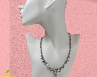 Collar vintage de diamantes de imitación Parco de los años 50, estilo Hollywood, para novia, graduación, cóctel, 15"