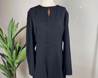 Dark Academia Girly Grunge Vintage 90s Liz Claiborne Black Mini Dress Womens 14