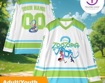 Custom Zootopia Hockey Jersey – Personalized Nick & Judy Name Number Shirt