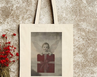 Vintage Angel Gift Tote Bag: Eco-Friendly Cotton Canvas