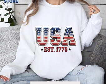Transfert DTF USA Est 1776 - Décalcomanie patriotique à transfert thermique