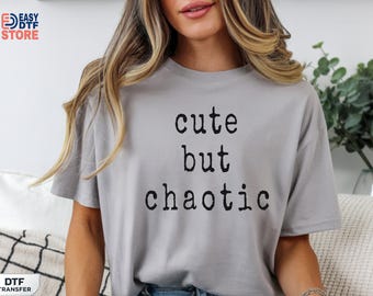 Mental Health Humor Typography Design Dtf Transfer, Chaotic Energy Design, Typewriter Vintage 70's Style