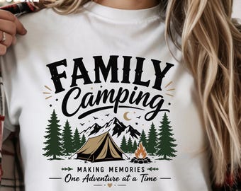 Family Camping Adventure DTF Transfer, Outdoor Vacation Heat Press Design