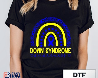 Down Syndrome Awareness Dtf Transfer, Ready To Press, Blue Yellow Ribbon,