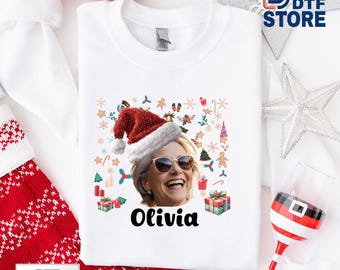 Custom Face Christmas Dtf Transfer, Personalized Photo, Funny Santa Claus Hat Ready To Press