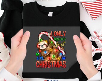 Christmas Sloth Heat Transfer, Funny Holiday Iron On Decal