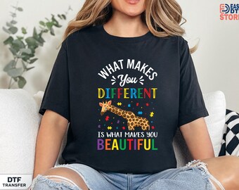 Autism Awareness Dtf Transfer, What Makes You Different Quote, Giraffe Puzzle Ready To Press