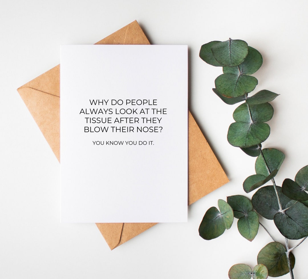 Blow Nose, Funny BFF Card, Just for Fun Card, Gross Card, Funny Best ...