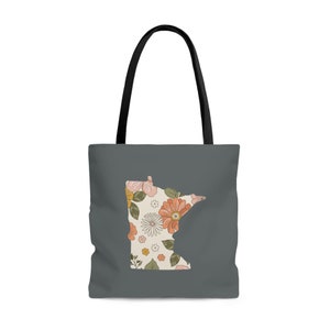 Minnesota Flower Tote, Cute Work Bag, Gift Bag Idea, Up North Bag, Custom Bag Tote, Bridal Party Tote Bag, Housewarming Gift