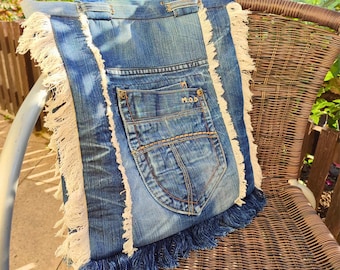 Handmade Denim Tote Bag – Unique Jeans Bag for Everyday Use, Eco Friendly Fashion Gift
