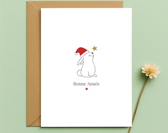 Carte Bonne Année Lapin – Vœux Nouvel An Minimaliste