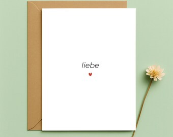 Minimalistische Karte „Liebe“ – Romantische Grußkarte mit rotem Herz | Moderne Geschenkidee