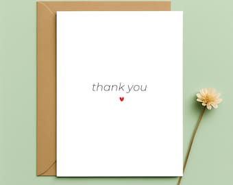 Minimalist Thank You Postcard with Red Heart – Simple  Design