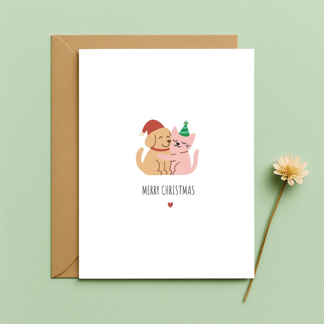 Cute Dog and Cat Christmas Card – Merry Christmas 2026 – Holiday Pet ...