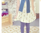Girls Dress: Feathered Peter Pan Collar Bow Shift Dress Petites Créatures Watercolor Collection Spring Summer Fleur and Dot