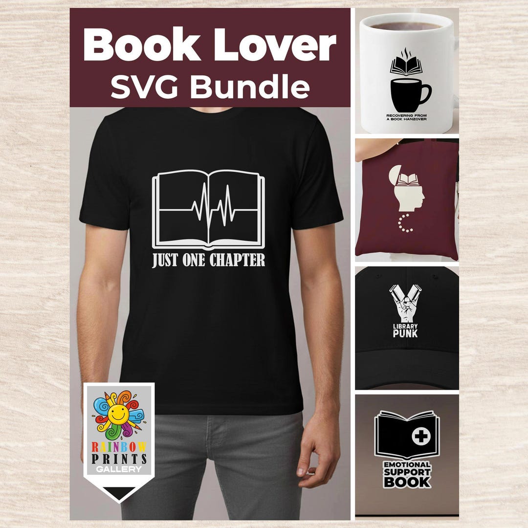 Book Lover SVG Bundle, Funny Reading PNG for Cricut, Bookworm Shirt ...