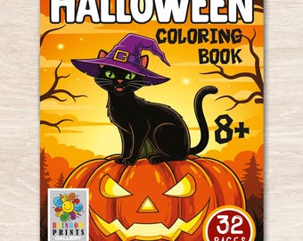 Spooky Halloween Coloring Pages for Kids, Teens & Adults, Creepy Cute Printable Coloring Book, Halloween Party Activity, Instant Download